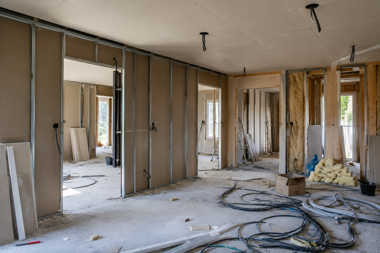 Plaquage en cours sur ossature bois